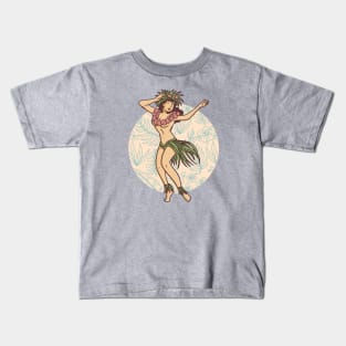 Retro Hawaiian Hula Girl Dancer Kids T-Shirt